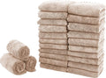 Sunny zzzZZ 24 Pack Kitchen Dishcloths - Does Not Shed Fluff - Reusable Dish Towels, Dish Cloths, Super Absorbent Coral Fleece Cleaning Cloths, Nonstick Oil Washable Fast Drying, 10 x 20 Inch (Brown)