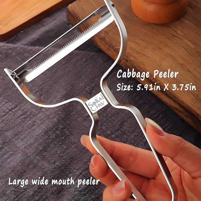 Larger Wide Mouth Kitchen Vegetable Peelers cabbage peeler (Serrated Y- Peeler) (Silver)