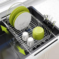 JASIWAY Expandable Dish Drying Rack Over the Sink with Utensil Holder | Stainless Steel Adjustable Dish Driainers for Small Kitchen, Counter Space Saving, Fast Drain, Rustproof, For Apartment, RV