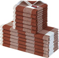 Homaxy Kitchen Towels and Dishcloths Set, Set of 12, White & Rust | Bulk Cotton Waffle Weave Check Plaid Kitchen Towels, Super Soft and Absorbent Dish Cloths, 12 x 12 and 13 x 28 Inches