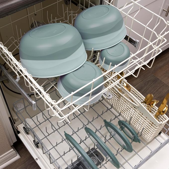 Pera Airtight Mixing Bowls with Lids, 8-Piece BPA-Free Nesting Prep Bowl Set for Kitchen & Food Prep, Large 4200ml Capacity, Microwave & Dishwasher Safe