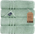 Hawmam Linen Light Green Bath Towels 4 Pack Soft and Absorbent, Premium Quality Perfect for Daily Use 100% Cotton Towel 600 GSM