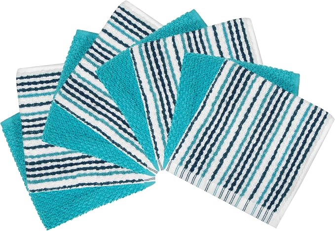 Bumble Dish Cloths 8-Pack, 100% Cotton Kitchen Towels, 12"x12" Aqua | 430 GSM Soft Dish Towels for Kitchen, Highly Absorbent & Durable Kitchen Rags for Washing Dishes