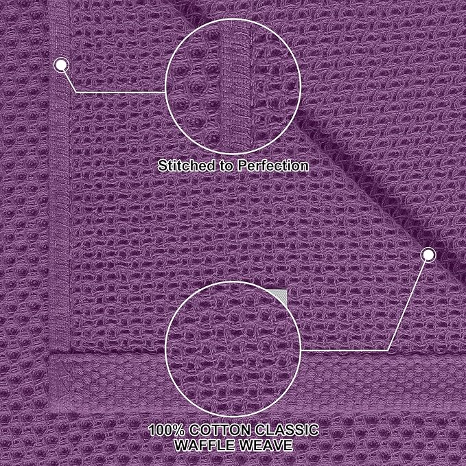 Homaxy 12 Pack 100% Cotton Kitchen Towels and Dishcloths Set, Purple | 12 x 12 Inches and 13 x 28 Inches Kitchen Towels Set, Ultra Soft Absorbent Dish Cloths for Washing Dishes