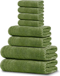 8 Piece Towel Set, 2 XL Bath, 2 Hand, 4 Washcloth, Green | 100% Cotton, Lighter Weight, Quicker to Dry, Super Absorbent, Perfect for Bathroom