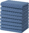 Homaxy 100% Cotton Terry Kitchen Towels(15" x 25", 8 Pack), Navy Blue | Soft and Super Absorbent Dish Towels, 380 GSM Reusable Tea Towel with Hanging Loop, Pineapple Grid Designed