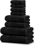 8 Piece Towel Set, 2 XL Bath, 2 Hand, 4 Washcloth, Black | 100% Cotton, Lighter Weight, Quicker to Dry, Super Absorbent, Perfect for Bathroom