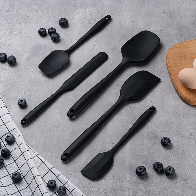 Silicone Spatula Set,5 Piece Food Grade Rubber Spatulas,Grey | Spatulas Silicone Heat Resistant for Baking,Cooking,and Mixing High Heat Resistant Non Stick Dishwasher Safe BPA-Free