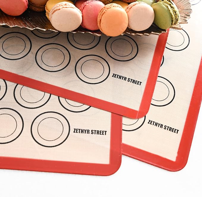 Macaron Baking Mat Silicone Non Stick, Full Sheet Reusable Pack of 10 Red | Non-Stick Macaron Mat for Perfect Baking, Dishwasher & Oven Safe, For Macarons, Cookies, Bread and More, 16x24” (40x60cm)