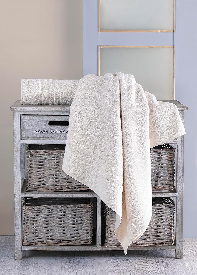 Hawmam Linen Jumbo Large Bath Sheets Towels 2 Pack Soft and Absorbent, Premium Quality 100% Cotton Towels (Sea Salt, Bath Sheet)