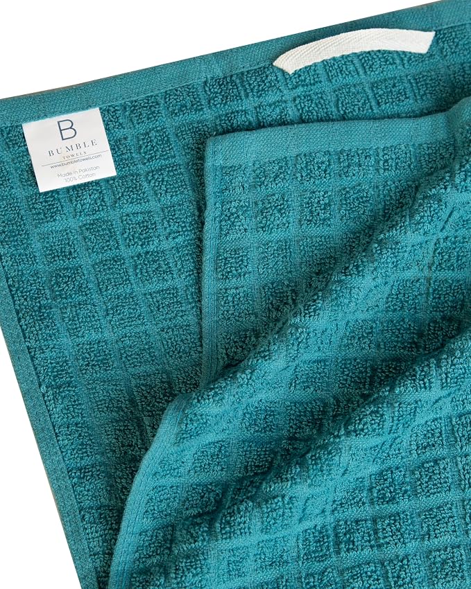 Bumble Kitchen Towels (6-Pack), 16"x28", 100% Cotton Dish Towels - Aqua | 380 GSM | Soft kitchen hand towels , Highly Absorbent & Durable Dish Towels for kitchen with Hanging Loop
