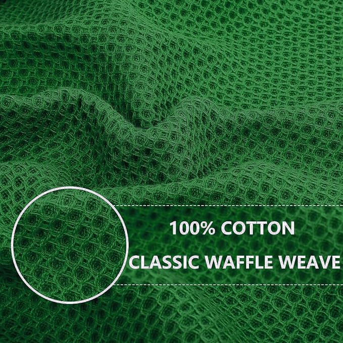 Homaxy 100% Cotton Waffle Weave Kitchen Dish Towels 4-Pack, Forest | 13 x 28 Inches, Ultra Soft Absorbent Dish Towels, Quick Drying Cleaning Towels