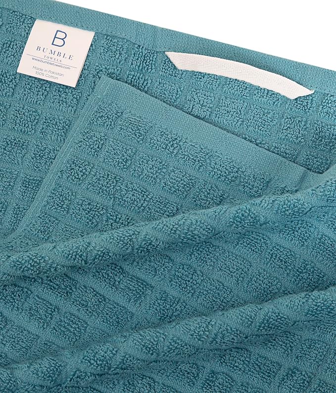 Bumble Kitchen Towels (6-Pack), 16"x28", 100% Cotton Dish Towels - Aqua | 380 GSM | Soft kitchen hand towels , Highly Absorbent & Durable Dish Towels for kitchen with Hanging Loop