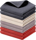 Kitinjoy 100% Cotton Waffle 8-Pack Kitchen Towels, 12" x 12", Multicolor | Ultra Absorbent, Super Soft, lightweight, Quick Drying Dish Rags for Washing Dishes