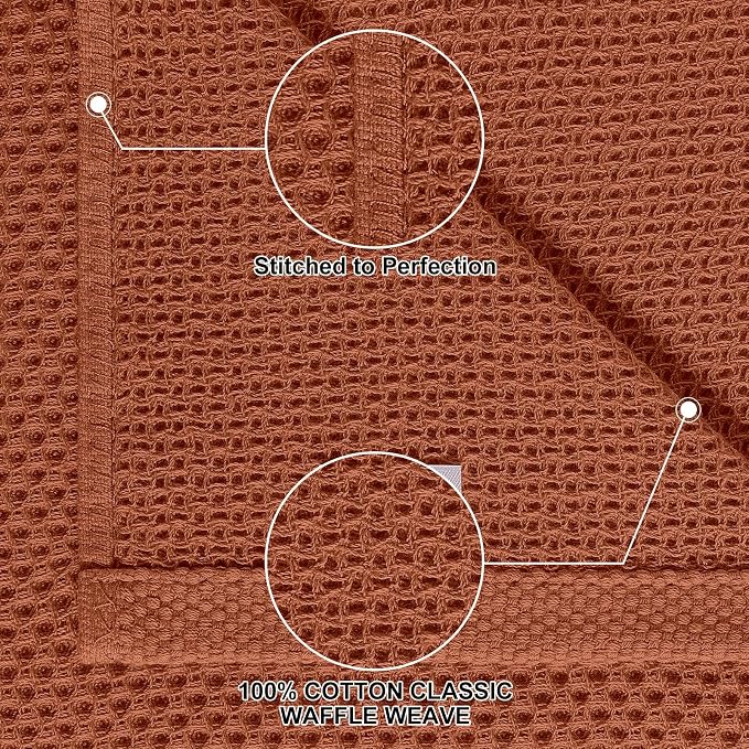 Homaxy 8 Pack 100% Cotton Kitchen Towels and Dishcloths Set, Rust | 12 x 12 Inches and 13 x 28 Inches Kitchen Towels Set, Ultra Soft Absorbent Dish Cloths for Washing Dishes