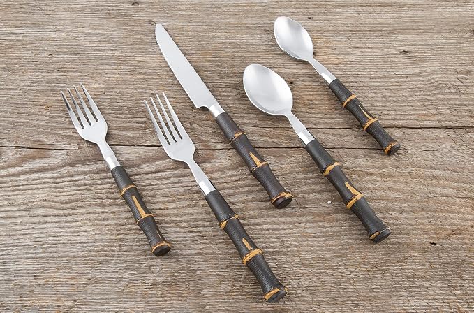Cambridge Silversmiths 20-Piece Estelle Bamboo Flatware Set
