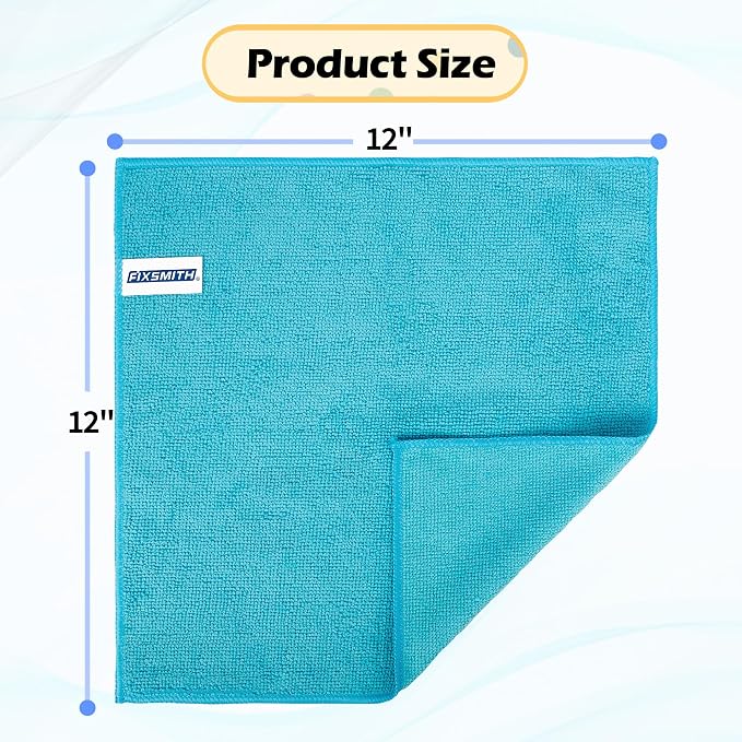 Microfiber Cleaning Cloth, 20 Pack Cleaning Rags, Cleaning Towels for Housekeeping, Kitchen, Car, Lint-Free, Reusable Shop Towels with 5 Colors (Green/Blue/Yellow/Orange/Pink), 12"X12"