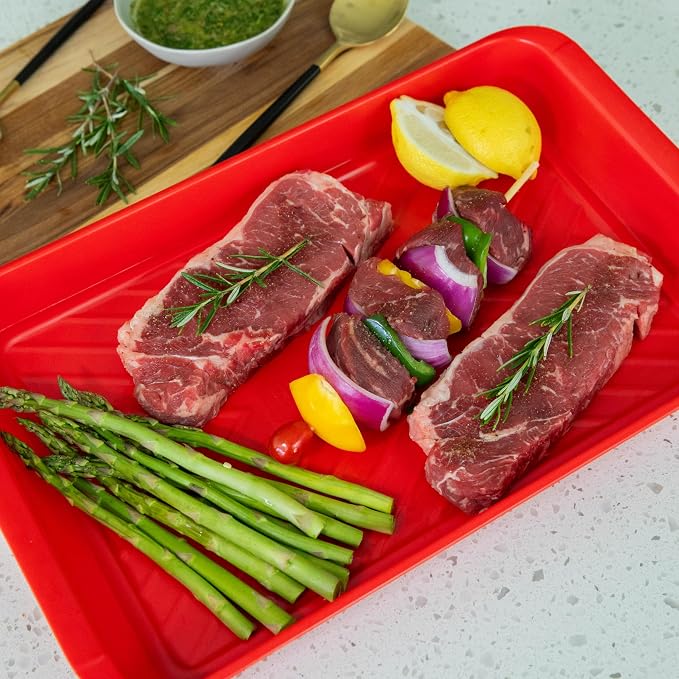 AVIEUS Grill Prep and Serve Trays | Set of 2 Stackable, Melamine Trays | Serving Tray & Marinating Tray | Serving Platter for Plating Food & BBQ Prep Tub for Marinating Meats | Grill Accessories |
