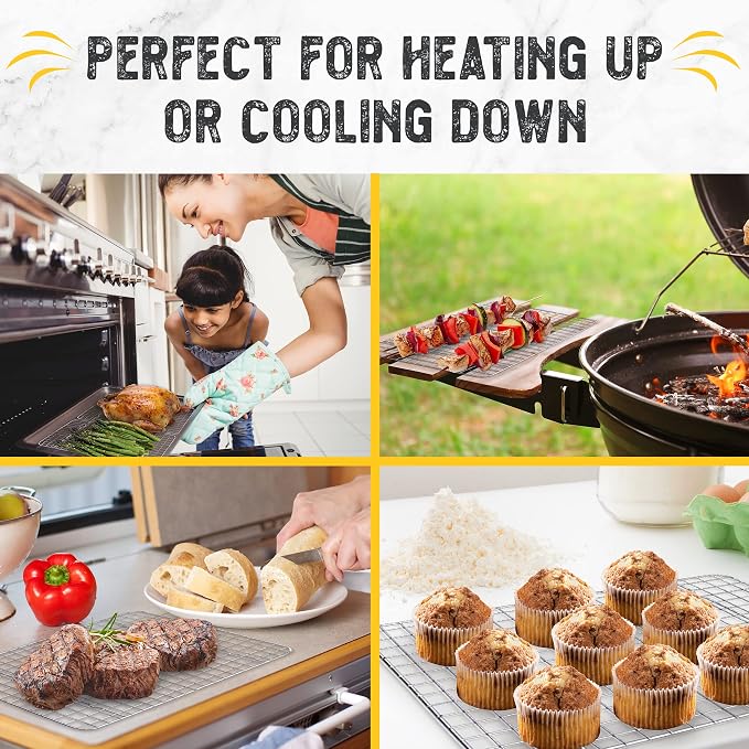 Checkered Chef Cooling Rack for Cooking and Baking - 8” x 11 ¾" Set of 2 Stainless Steel, Oven Safe Grid Wire Cookie Cooling Racks | Stainless Steel, Oven Safe, Grid Wire Design