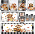 Fourluoo 10 Pcs Kitchen Dish Towels Rugs Oven Mitts and Pot Holders Set Farmhouse Kitchen Decor Set for Women Mom Daughter Gift Cooking Baking Grilling(Warm Color,Highland Cow)