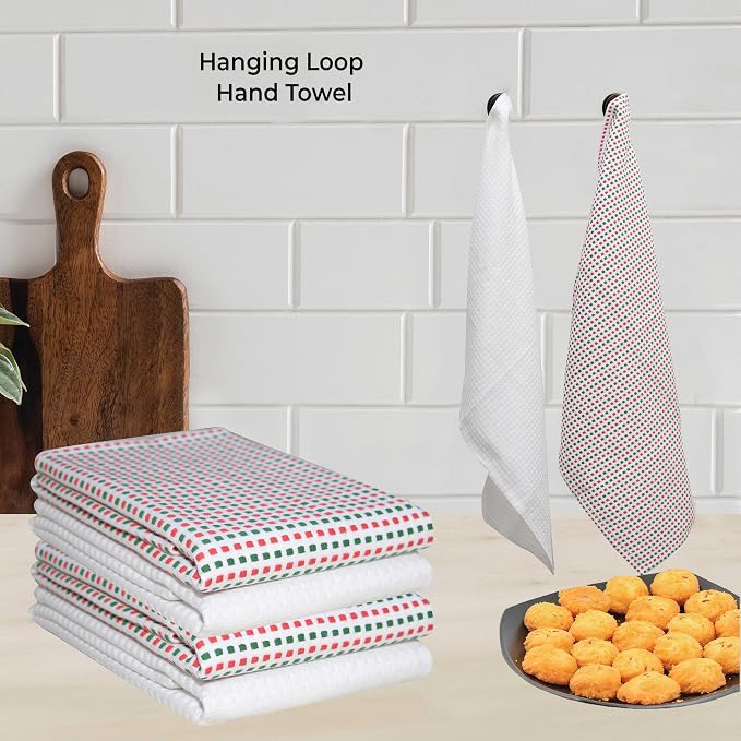 Urban Villa Kitchen Towels Cotton Dish Towels 20”x30” (Set of 6)Red/Grn/Wht
