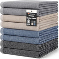 Homaxy 380 GSM Cotton Premium Kitchen Towels 8 Pack, 18"x 28", Mixed Color | Flat and Terry Dish Towels, Highly Absorbent Tea Towel Set with Hanging Loop, Soft Utility Kitchen Hand Towels