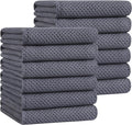 Homaxy 100% Cotton Oversized Waffle Weave Kitchen Towels 12-Pack, Dark Grey | 20 x 28 Inches, Ultra Soft Absorbent Dish Towels, Quick Drying Large Cleaning Towels