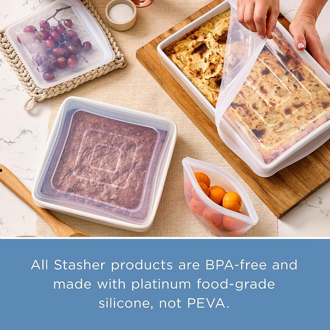 Stasher Reusable Silicone Rectangle Stretch Lid, Food Cover for 9x13 inch | Food-Safe Silicone, Eco-Friendly, Microwave, Oven, Dishwasher Safe, for Sheet Pans and Baking Dishes, Replacement Lid