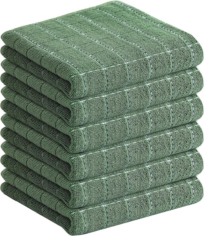 Homaxy 100% Cotton Terry Kitchen Towels, 6 Pack, Grass Green | Ultra Soft and Absorbent Dish Towels for Kitchen, Suitable for Drying and Washing Dishes