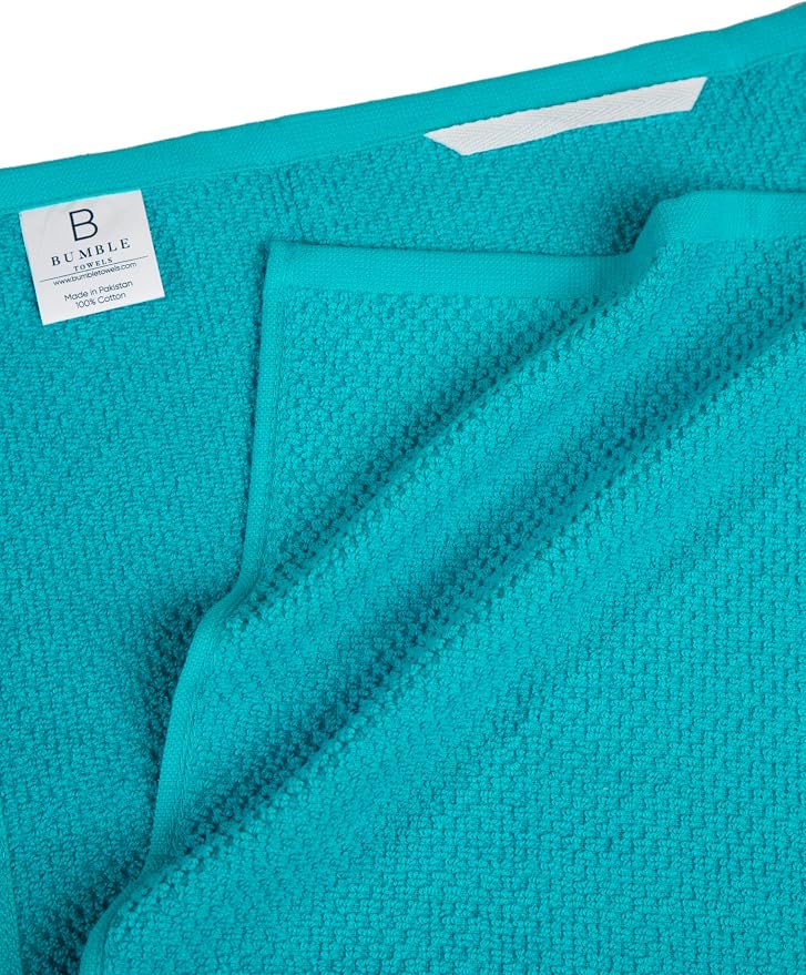 Bumble Kitchen Towels 6 Pack 100% Cotton 16"x26" - Aqua | 430 GSM Soft Kitchen Hand Towels with Hanging Loop, Highly Absorbent & Durable for Washing and Drying Dishes