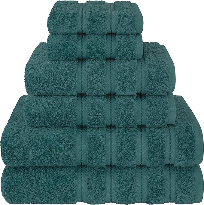 American Soft Linen 100% Cotton Luxury Turkish Towels, 6 Piece Towel Set | Soft Absorbent Quick Dry OEKO Tex Standard 100 Certificated Durable Machine Washable Premium Hotel Quality