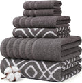 Modern Threads 6 Piece Bath Towel Set – Bathroom Set with 2 Bath Towels, 2 Hand Towels, and 2 Wash Cloths – 100% Cotton, Super Absorbent & Extra Soft – Reversible Classic Diamond (Gray)