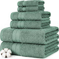Modern Threads - Spun Loft 6-Piece 100% Combed Cotton Towel Set - Bath Towels, Hand Towels, & Washcloths - Super Absorbent & Quick Dry - 600 GSM - Soft & Plush, Eucalyptus