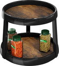 Simple Houseware 2-Tier Lazy Susan Spice Organizer, 10-Inch, Rustic Brown