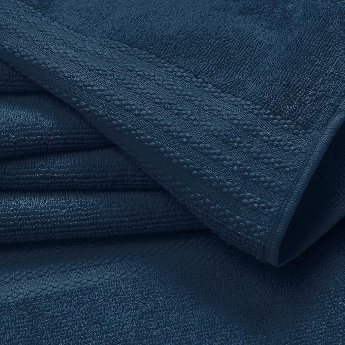 GLAMBURG Ultra Soft 8-Piece Towel Set - 100% Pure Ring Spun Cotton, Contains 2 Oversized Bath Towel 27x54, 2 Hand Towel 16x28, 4 Wash Cloths 13x13- Ideal for Everyday use, Hotel & Spa - Mineral Blue