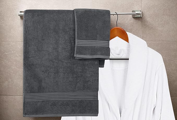Utopia Towels 8 Piece Premium Towel Set, 2 Bath, 2 Hand, and 4 Washcloths, 100% Ring Spun Cotton, Highly Absorbent Towels for Bathroom, Sports, and Hotel, Grey (Pack of 3)