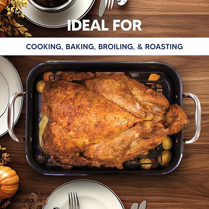 HIC Kitchen Roasting Pro V-Shaped Baking Rack, Nonstick-Coated Steel, For Even Cooking And Juicy Results, 15.75 x 10.25 x 4-Inches