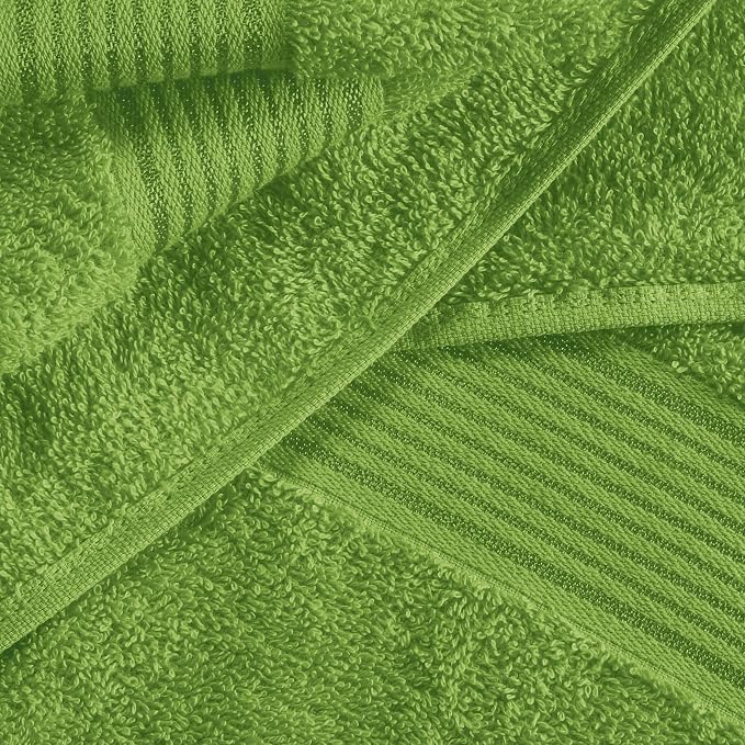 Ultra Soft 6 Pack Cotton Towel Set, Contains 2 Bath Towels 28x55 inch, 2 Hand Towels 16x24 inch & 2 Wash Coths 12x12 inch, Ideal for Everyday use, Compact & Lightweight - Kiwi Green