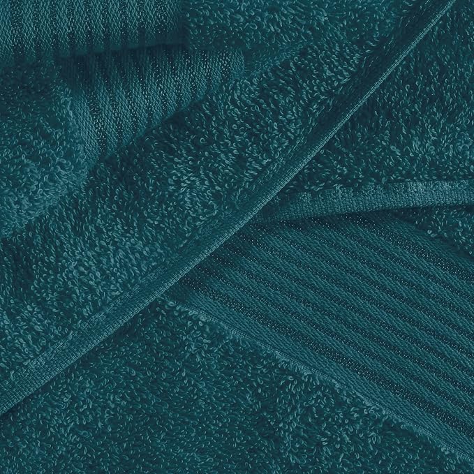Ultra Soft 6 Pack Cotton Towel Set, Contains 2 Bath Towels 28x55 inch, 2 Hand Towels 16x24 inch & 2 Wash Coths 12x12 inch, Ideal Everyday use, Compact & Lightweight - Teal