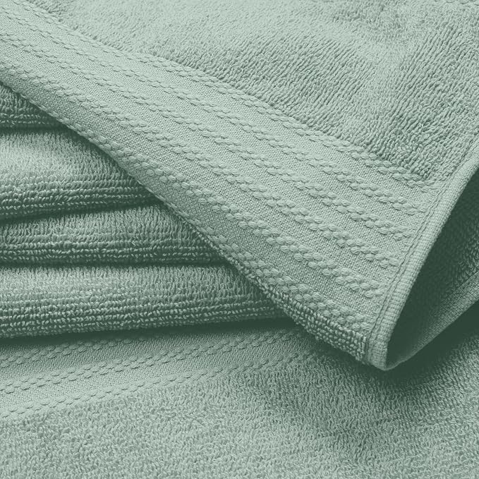 GLAMBURG Ultra Soft 6-Piece Hand Towel Set 16x28-100% Ringspun Cotton - Durable & Highly Absorbent Hand Towels - Ideal for use in Bathroom, Kitchen, Gym, Spa & General Cleaning - Jade