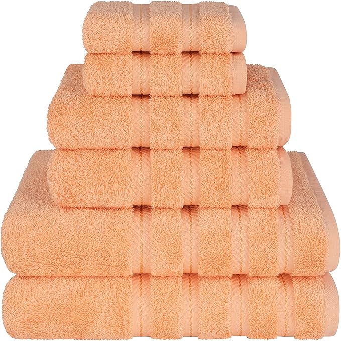 American Soft Linen 100% Cotton Luxury Turkish Towels, 6 Piece Towel Set | Soft Absorbent Quick Dry OEKO Tex Standard 100 Certificated Durable Machine Washable Premium Hotel Quality