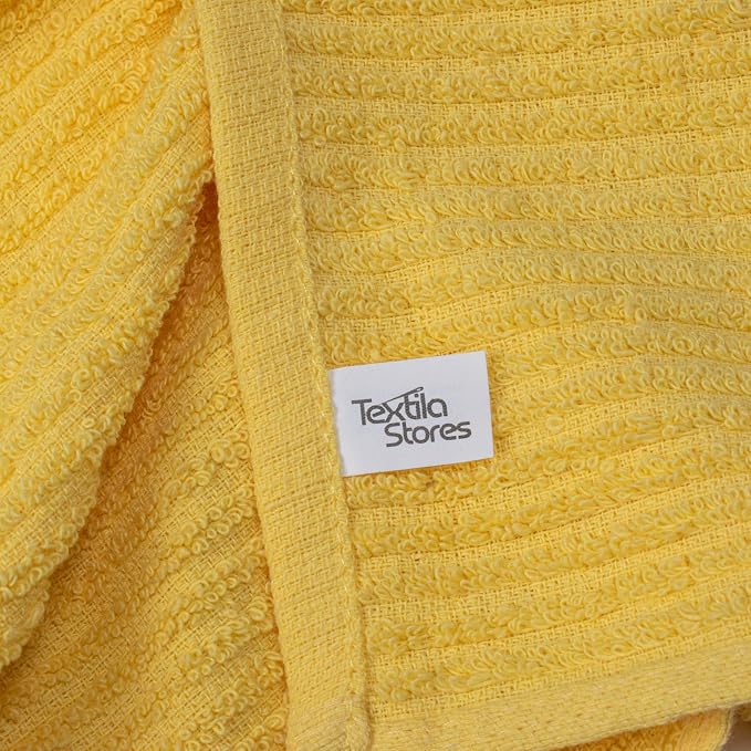 Textila Bar Mop Towels - 16x19 Inches - Pack of 12 - Lemon Yellow - Cotton Dish Cloths & Cleaning Towels for Kitchen, Bar, Restaurant, Household Use – Absorbent, Durable, Reusable