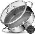 LOLYKITCH 5-Quart Deep Frying Pan with Lid | 12 Inch | Riveted Handles | Ceramic Nonstick | Tri-Ply Stainless Steel Skillet | Saute Pan | Hybrid Cookware | Oven & Induction Ready | 3-5 Servings
