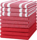 Homaxy Cotton 380 GSM Premium Kitchen Towels, 18"x 28", 9 Pack, Red | Soft and Absorbent Terry Dish Towels, Multipurpose Tea Towel Set with Hanging Loop, 3 Styles Kitchen Hand Towels