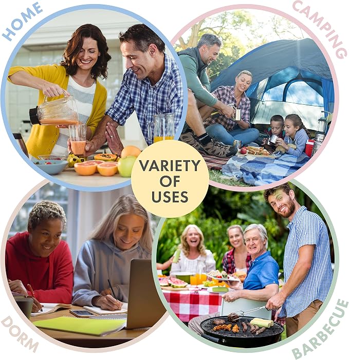 FOODLE Wheat Straw Dinnerware Set - RV, Camping, Picnic Plates Cups & Bowls | BPA-Free & Safety Tested - Microwave & Dishwasher Safe - Lightweight & Unbreakable Dishes - Great for Kids & Adults - For 4