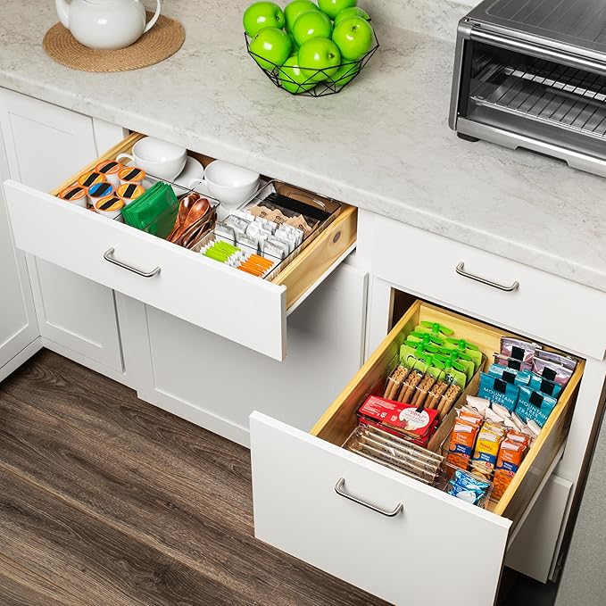 ClearSpace Pantry Organizers and Storage and Cabinet Organizer, 4 Pack | Storage bin with divider for organizing pantry items, food containers, kitchen essentials, and refrigerator storage
