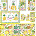 Fourluoo 10 Pcs Pineapple Kitchen Decor and Accessories Set Pineapple Kitchen Rugs and Towels Pot Holders Oven Mitts Set for Cooking Baking Mom Housewarming Gifts