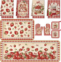 Fourluoo 10 Pcs Rustic Strawberry Kitchen Decor Set Dish Towels Rugs Oven Mitts and Pot Holders for Cooking Baking Grilling Women Mom Gift