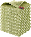 Homaxy 100% Cotton Terry Kitchen Dish Cloths, 8 Pack, Sage Green | Ultra Soft and Absorbent, Suitable for Drying and Washing Dishes