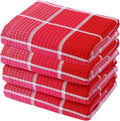 Bright Large Kitchen Towels, 4-Pack, 16 Inch x 26 Inch Buffalo Check Dish Towels for Washing Drying Dishes, Colorful Waffle Design Tea Towel Bar Towel (Pink)